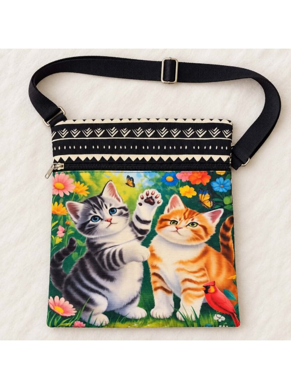 Cute Cats in the Garden Crossbody Phone Bag